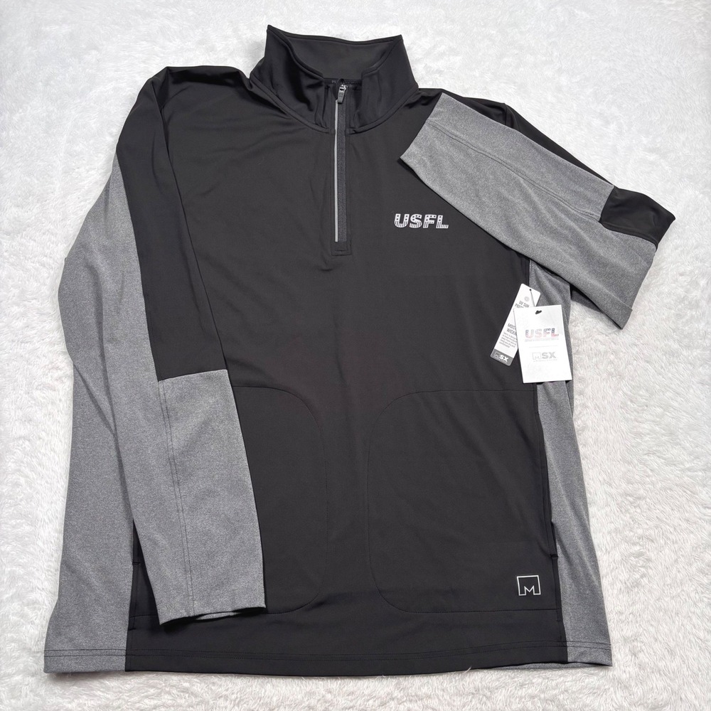 NEW USFL United States Football League Staff 1/4 Zip Pullover Men XXL Black Gray - Picture 4 of 14